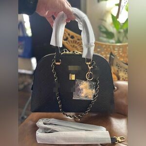 Chic Black Embossed Shoulder Bag